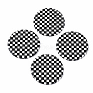 Opaque Cellulose Acetate(Resin) Pendants, Flat Round with Grid Pattern, Black, 39.5x39.5x2.5mm, Hole: 1.4mm(X-KY-Q057-002A-A01)