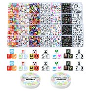 1120Pcs 7 Styles Opaque Acrylic Beads, Horizontal Hole, Cube, Mixed Color, 6~6.5x6x6mm, Hole: 3~3.5mm, 160pcs/style(MACR-YW0002-79)