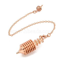 Rack Plating Brass Coil Dowsing Pendulums, Spiral Pendulum, with Lobster Claw Clasps, Cone, Rose Gold, 225mm, Hole: 1.8mm(G-K338-26RG)