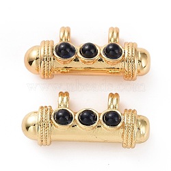 Brass Micro Pave Cubic Zirconia Pendants, Real 18K Gold Plated, Lead Free & Cadmium Free & Nickel Free, Column, Black, 9x19x7mm, Hole: 2.6mm(FIND-A012-01G-C)