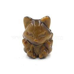 Natural Tiger Eye Carved Figurines Statues for Home Office Desktop Decoration, Fox, 25x21x32mm(PW-WG59EB0-05)