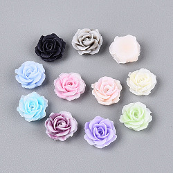 Opaque Resin Decoden Cabochons, Rose Flower, Mixed Color, 9~10x4~5mm(RESI-N052-02)