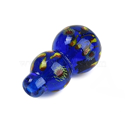 Handmade Lampwork Beads, Gourd, Blue, 39.5~40x21~22mm, Hole: 1.6~3mm(LAMP-Q005-08B)