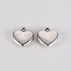 Tibetan Style Alloy Charms, Lead Free & Cadmium Free, Heart, Antique Silver, 9.5x8x2mm, Hole: 1.4mm, about 800pcs/500g(TIBE-N010-74AS-RS)