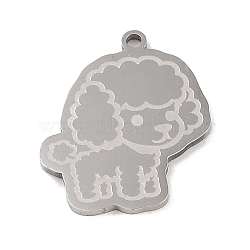 Non-Tarnish 304 Stainless Steel Pendants, Poodle Charm, Stainless Steel Color, 24.5x20.5x1.5mm, Hole: 1mm(STAS-C095-22P)