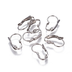 Tarnish Resistant 304 Stainless Steel Leverback Earrings Findings, Stainless Steel Color, 16x10x3.5mm, Pin: 0.9mm(STAS-P239-20P)