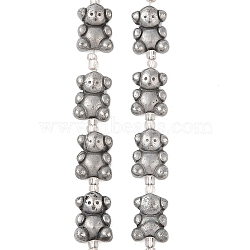 Electroplated Natural Pyrite Beads Strands, with Seed Beads, Bear, Silver Plated, 19x14x4mm, Hole: 1.2mm, about 8pcs/strand, 7.87''(20cm)(G-Q187-02C)