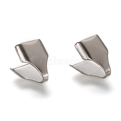 Tarnish Resistant 304 Stainless Steel Folding Crimp Ends, Fold Over Crimp Cord Ends, Stainless Steel Color, 8.5x7x2.5mm, Hole: 5x2mm(X-STAS-G122-09P-C03)