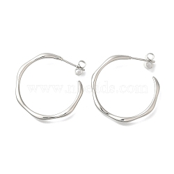 304 Stainless Steel Ring Stud Earrings for Women, Stainless Steel Color, 29.5x2.5mm(EJEW-S227-57P)