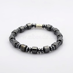 Magnetic Hematite Column and Rondelle Beads Bracelets, with Magnetic Clasps, (7-7/8 inches)200mm(BJEW-M066-14)