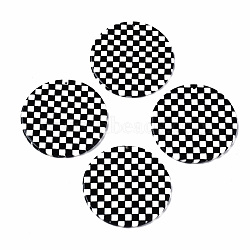 Opaque Cellulose Acetate(Resin) Pendants, Flat Round with Grid Pattern, Black, 39.5x39.5x2.5mm, Hole: 1.4mm(X-KY-Q057-002A-A01)