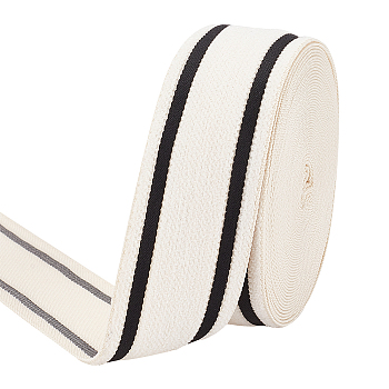 Stripe Pattern Chenille Ribbon, Webbing Tape, Side Decorative Trimming for Sports Pants Trousers, Cornsilk, 43x1mm, 10 yards/roll