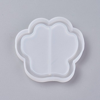 Shaker Mold, DIY Quicksand Jewelry Silicone Molds, Resin Casting Molds, For UV Resin, Epoxy Resin Jewelry Making, Bears Paw, White, 61x63x8mm, Inner Size: 58x61mm