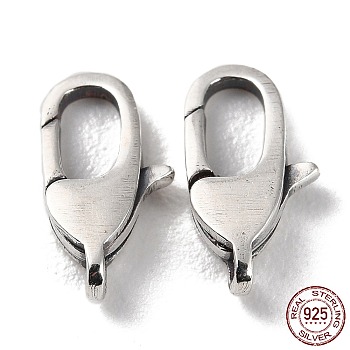 925 Thailand Sterling Silver Lobster Claw Clasps, Antique Silver, 11.5x6x3mm, Hole: 1mm