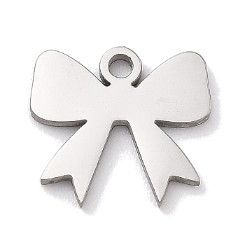 Anti-Tarnish 304 Stainless Steel Charms, Laser Cut, Stainless Steel Color, Bowknot, 9x9.5x1mm, Hole: 1.2mm