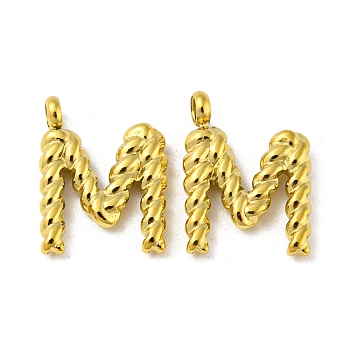 304 Stainless Steel Charms, Letter M Charms, Real 14K Gold Plated, 13.5x10x2mm, Hole: 1.8mm