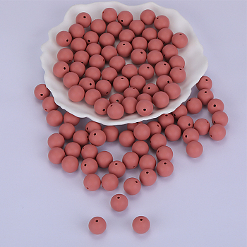 Round Silicone Focal Beads, Chewing Beads For Teethers, DIY Nursing Necklaces Making, Plum, 15mm, Hole: 2mm