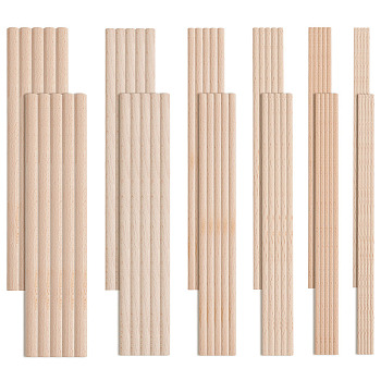 42Pcs 6 Styles Beech Wood Sticks, Round Dowel Rod, for Braiding Tapestry, Column, Blanched Almond, 200x3~10mm