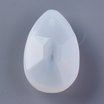 Pendant Silicone Molds, Resin Casting Molds, For UV Resin, Epoxy Resin Jewelry Making, teardrop, Faceted, White, 54x34x10mm, 54x34x10mm, Hole: 5mm, Inner Size: 49x29mm