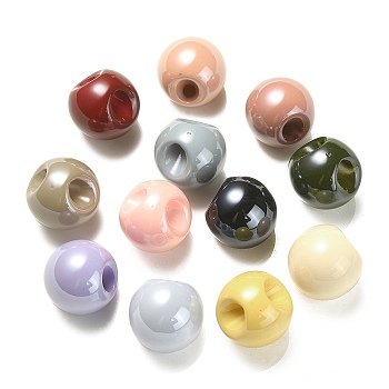 Opaque Acrylic Beads, Round Ball Bead, Top Drilled, Mixed Color, 19x19x19mm, Hole: 3mm