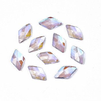 Glass Rhinestone Cabochons, Nail Art Decoration Accessories, Faceted, Rhombus, Lilac, 10x6x2mm