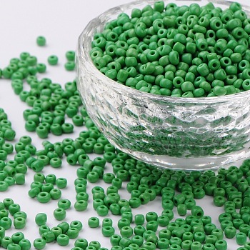 8/0 Glass Seed Beads, Opaque Colours Seed, Small Craft Beads for DIY Jewelry Making, Round, Round Hole, Pale Green, 8/0, 3mm, Hole: 1mm, about 10000pcs/pound
