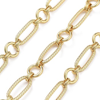 Rack Plating Brass Oval Link Chains, Unwelded, with Spool, Long-Lasting Plated, Cadmium Free & Lead Free, Real 18K Gold Plated, 15x6x1.5mm