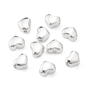 304 Stainless Steel Beads, Heart, Silver, 9x10x6mm, Hole: 1.5mm