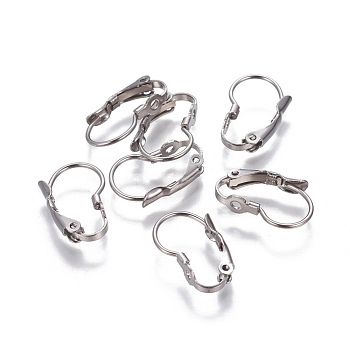 304 Stainless Steel Leverback Earrings Findings, Stainless Steel Color, 16x10x3.5mm, Pin: 0.9mm