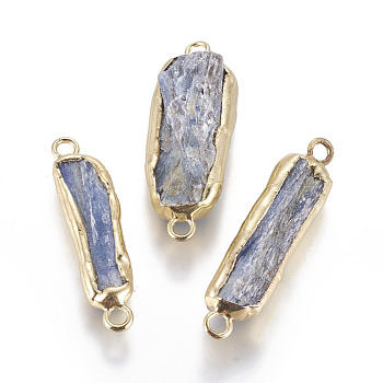 Natural Kyanite/Cyanite/Disthene Pendants, with Golden Tone Brass Findings, Nuggets, 40~55x9.5~15.5x4.5~11mm, Hole: 2.8mm