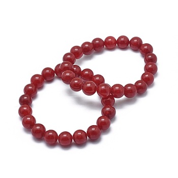 Natural Jade Bead Stretch Bracelets, Round, Dyed, 2 inch~2-3/8 inch(5~6cm), Bead: 5.8~6.8mm
