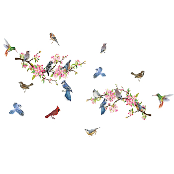 PVC Wall Stickers, Rectangle, for Home Living Room Bedroom Decoration, Bird Pattern, 290x900mm