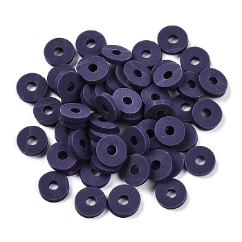 Handmade Polymer Clay Beads, Disc/Flat Round, Heishi Beads, Dark Slate Blue, 4x1mm, Hole: 1mm, about 55000pcs/1000g