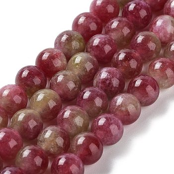 Dyed Natural Malaysia Jade Beads Strands, Round, Medium Violet Red, 8mm, Hole: 1.2mm, about 23pcs/strand, 7.28 inch(18.5cm)