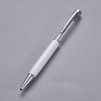 Creative Empty Tube Ballpoint Pens, with Black Ink Pen Refill Inside, for DIY Glitter Epoxy Resin Crystal Ballpoint Pen Herbarium Pen Making, Silver, White, 140x10mm