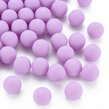 Opaque Acrylic Beads, Frosted, No Hole, Round, Medium Orchid, 8mm, about 1600pcs/500g