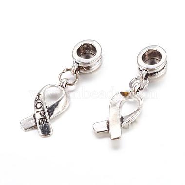 Breast Cancer Awareness Ribbon Carved Word Hope Alloy European Dangle Charms(PALLOY-JF00001-03)-2