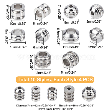 40pcs 10 style 304 perles en acier inoxydable(STAS-DC0004-27)-3