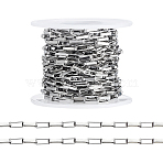 304 Stainless Steel Paperclip Chains, Unwelded, with Spool, Stainless Steel Color, 8x3x1.5mm(CHS-WH0020-005P)