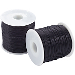 2 Rolls Nylon Thread, Rattail Satin Cord, for Chinese Knot Making, Black, 1mm, about 80m/roll(LW-SP0001-02B)