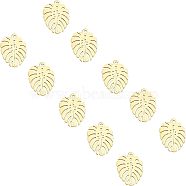 201 Stainless Steel Pendants, Leaf, Golden, 17x13x1mm, Hole: 1.4mm, 20pcs/box(STAS-UN0020-65G)