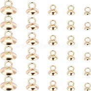 100Pcs 5 Style 304 Stainless Steel Bead Cap Pendant Bails,  for Globe Glass Bubble Cover Pendant Making, Half Round, Golden, 20pcs/style, 100pcs/box(STAS-UN0024-17)