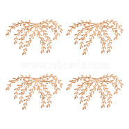 4Pcs Brass Hair Findings, Decorative Rattan Leaves, Golden, 69x45.5x5mm, Hole: 1.1mm, Tray: 2.5mm(KK-CA0002-78)