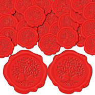Adhesive Wax Seal Stickers, Envelope Seal Decoration, For Craft Scrapbook DIY Gift, Tree of Life, Red, 25mm, 50pcs/box(DIY-CP0009-12A)