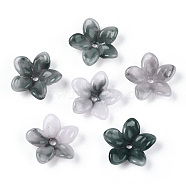 Two-tone Opaque Acrylic Bead Caps, 5-Petal Flower, Light Grey, 23x7.5mm, Hole: 2mm(OACR-G034-05A)