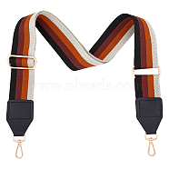 Stripe Pattern Polyester Adjustable Webbing Bag Straps, with Alloy Swivel Clasp, Coconut Brown, 92~150cm(FIND-WH0126-315A)