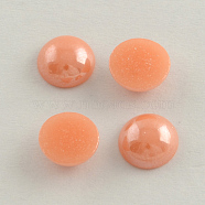 Pearlized Plated Opaque Glass Cabochons, Half Round/Dome, Orange Red, 4x2mm(PORC-S801-4mm-04)