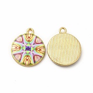 Alloy Printed Pendants, Cadmium Free & Nickel Free & Lead Free, Flat Round, Colorful, 21.5x18x3mm, Hole: 1.8mm(PALLOY-D581-03D)
