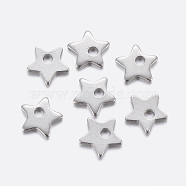 304 Stainless Steel Charms, Star, Stainless Steel Color, 5.5x6x1mm, Hole: 1mm(STAS-F159-54P)