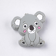 Food Grade Eco-Friendly Silicone Beads, Chewing Beads For Teethers, DIY Nursing Necklaces Making, Koala, Light Grey, 28x26x8mm, Hole: 2mm(X-SIL-T052-03G)